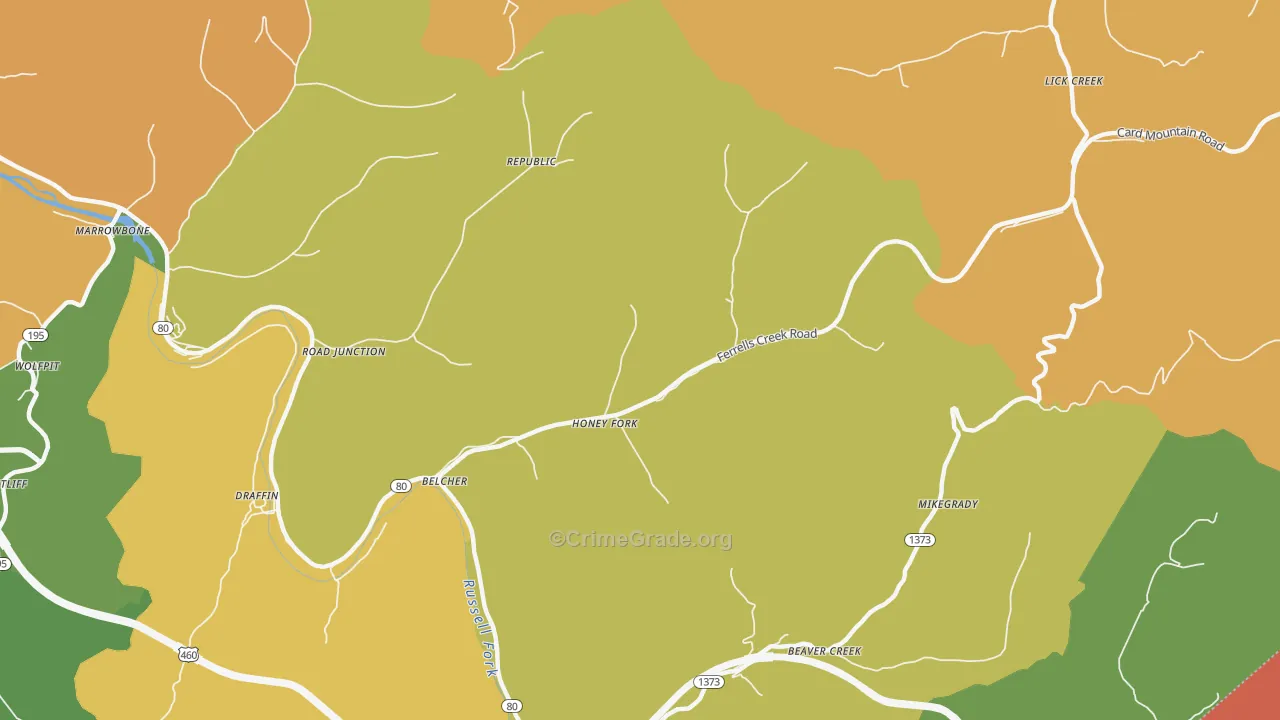 Belcher, KY Map of Drug-Related Crime Rates