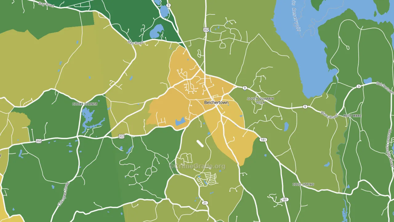 Belchertown, MA Map of Drug-Related Crime Rates