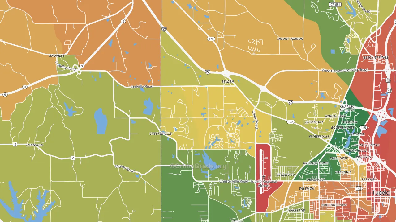 Belden, MS Map of Drug-Related Crime Rates