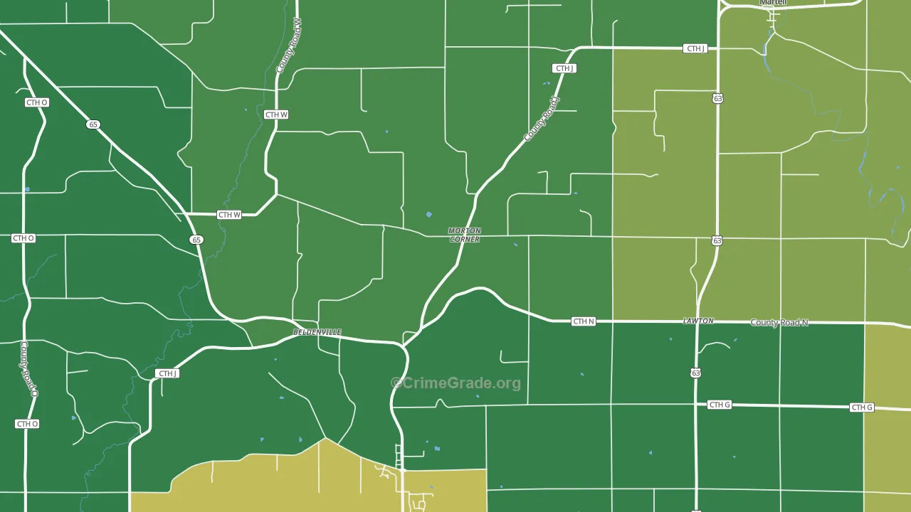 Beldenville, WI Map of Drug-Related Crime Rates