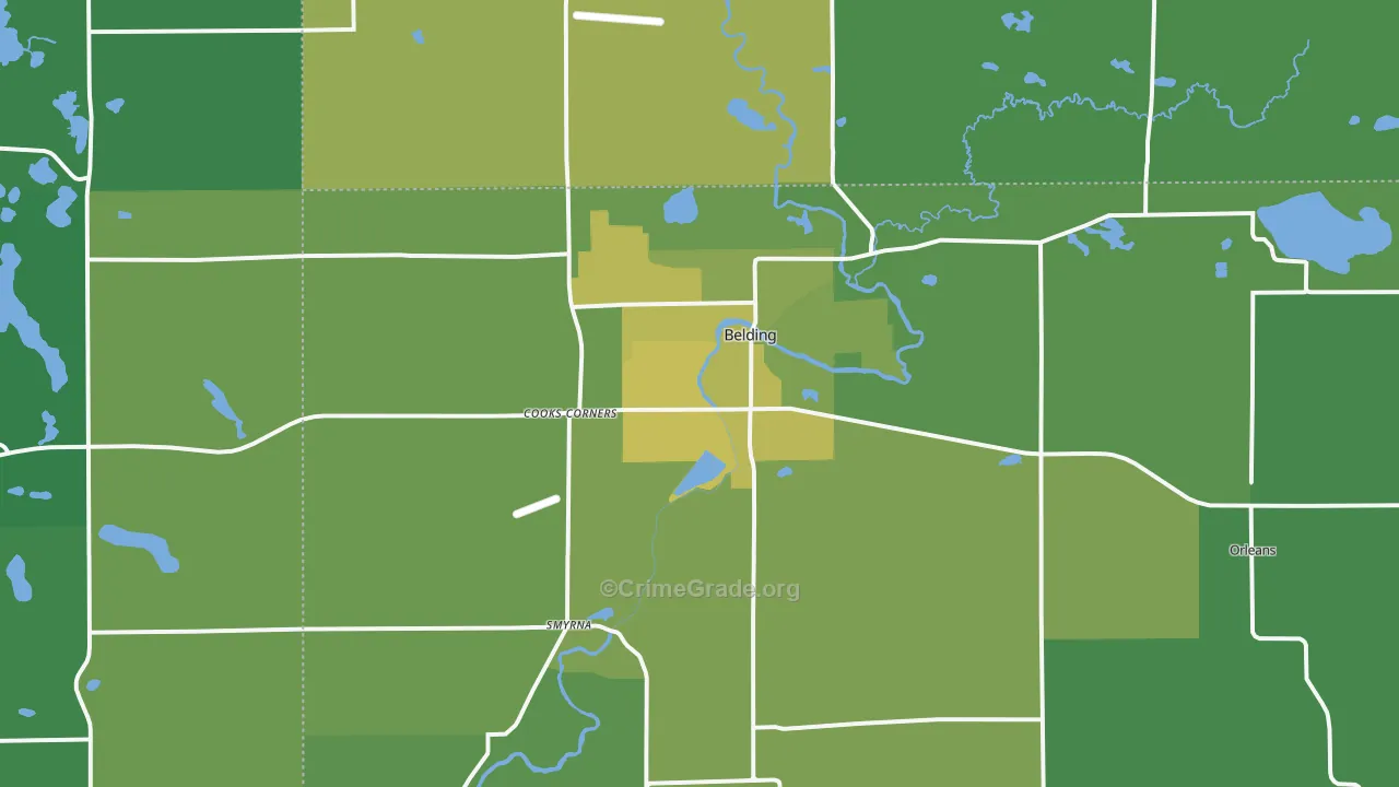 Belding, MI Map of Drug-Related Crime Rates
