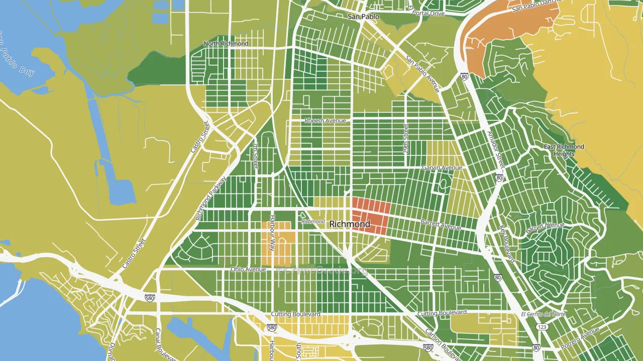 Belding Woods, Richmond, CA Map of Drug-Related Crime Rates