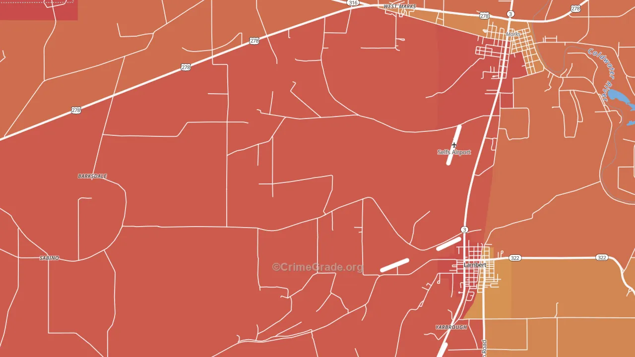 Belen, MS Map of Drug-Related Crime Rates