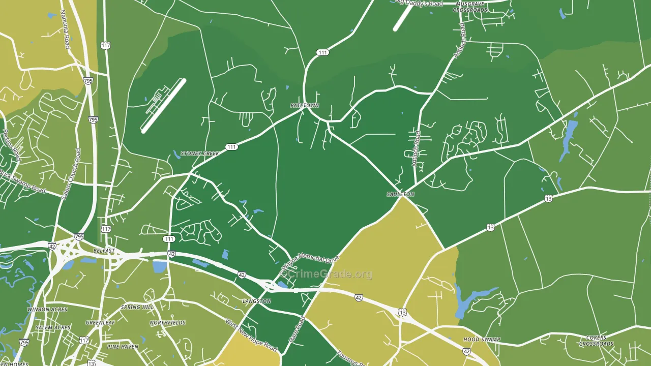 Belfast, NC Map of Drug-Related Crime Rates