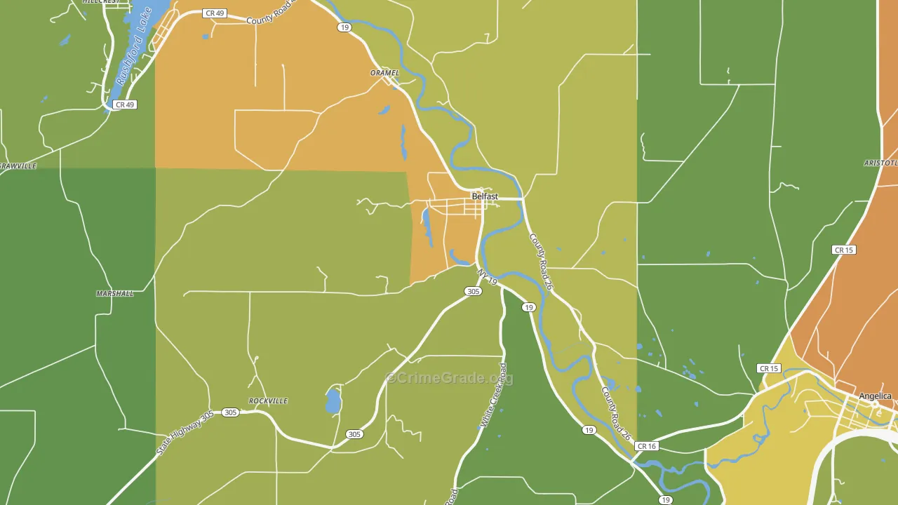 Belfast, NY Map of Drug-Related Crime Rates