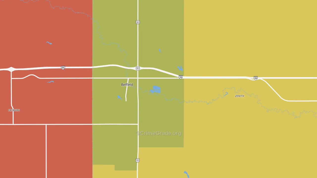 Belfield, ND Map of Drug-Related Crime Rates
