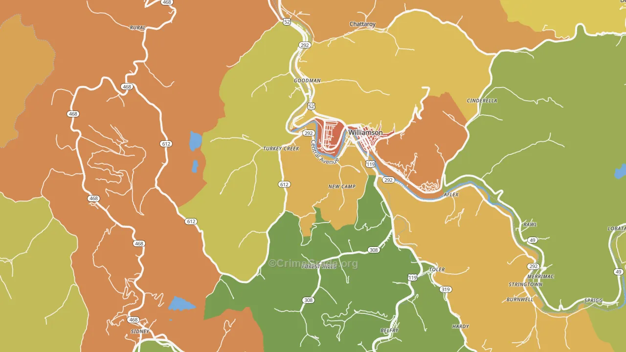 Belfry, KY Map of Drug-Related Crime Rates