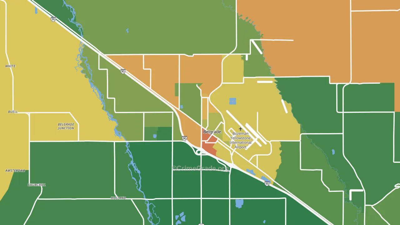 Belgrade, MT Map of Drug-Related Crime Rates