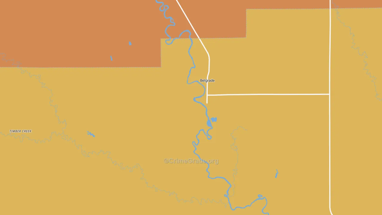 Belgrade, NE Map of Drug-Related Crime Rates