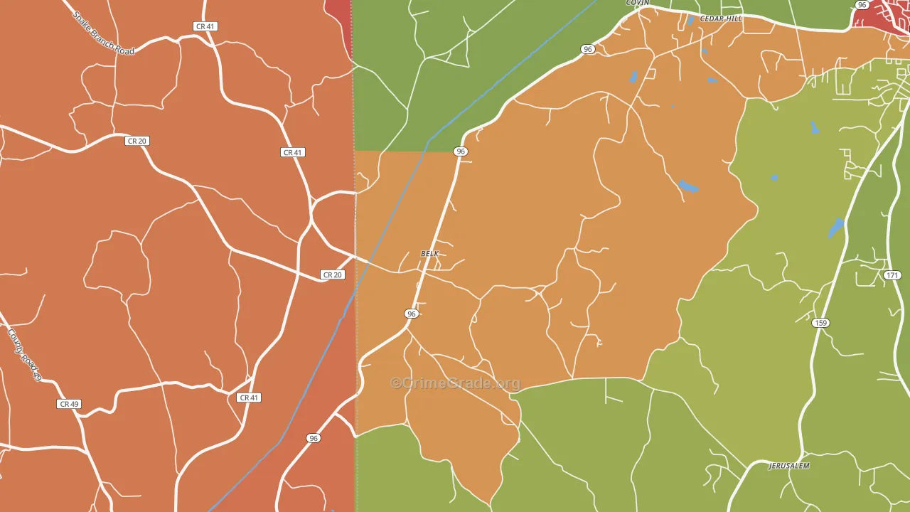 Belk, AL Map of Drug-Related Crime Rates