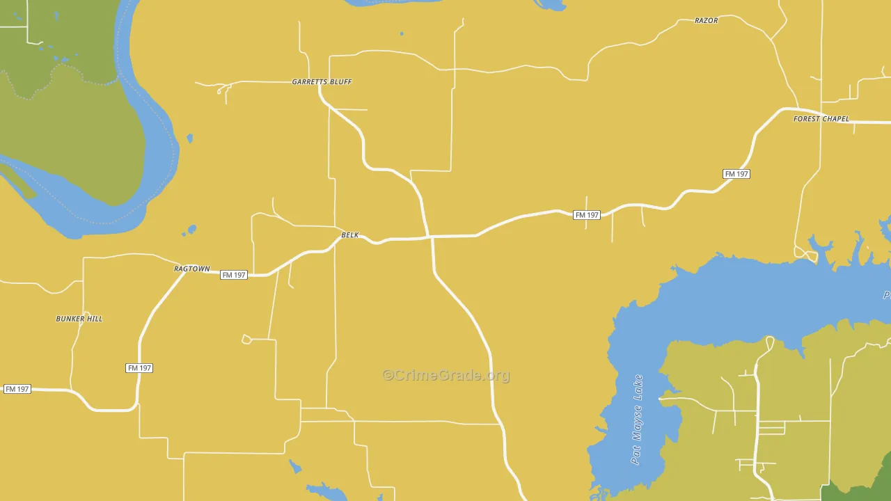 Belk, TX Map of Drug-Related Crime Rates