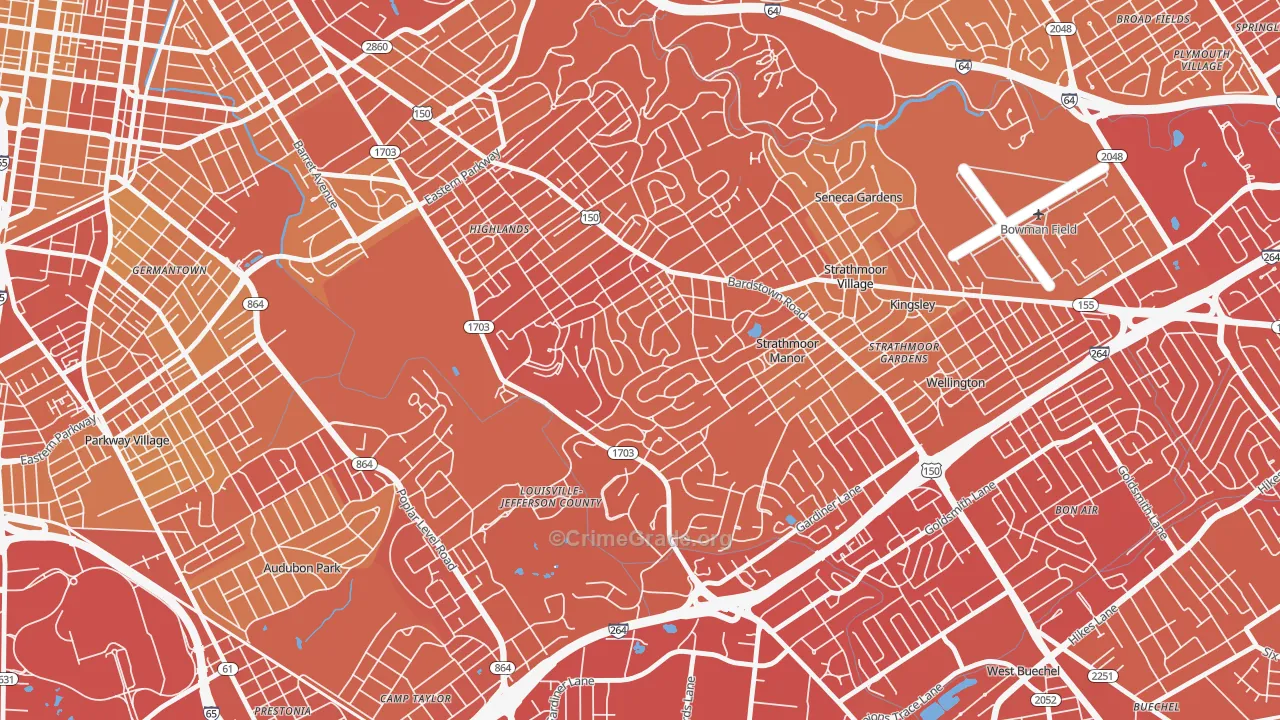 Belknap, Louisville, KY Map of Drug-Related Crime Rates