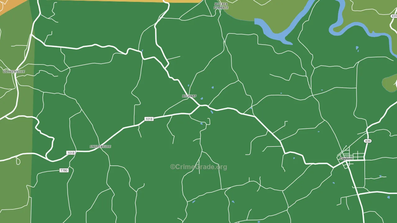 Belknap, PA Map of Drug-Related Crime Rates