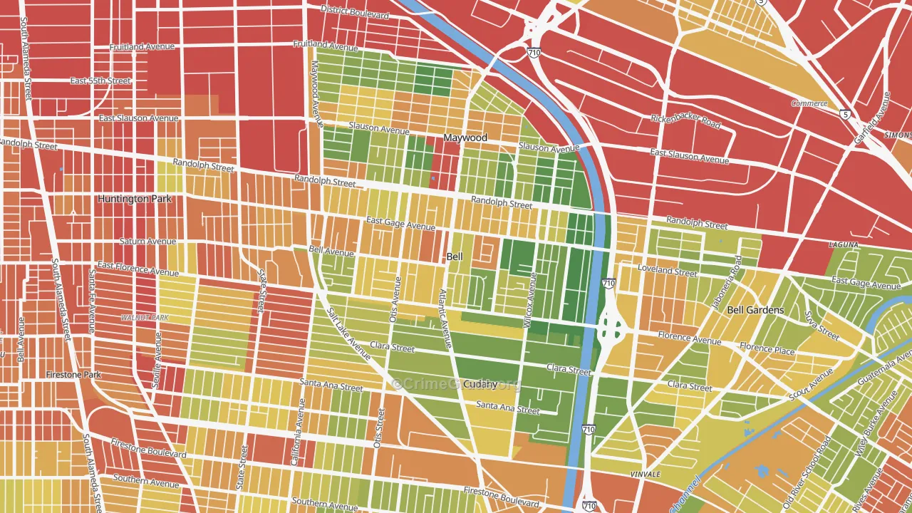 Bell, CA Map of Drug-Related Crime Rates