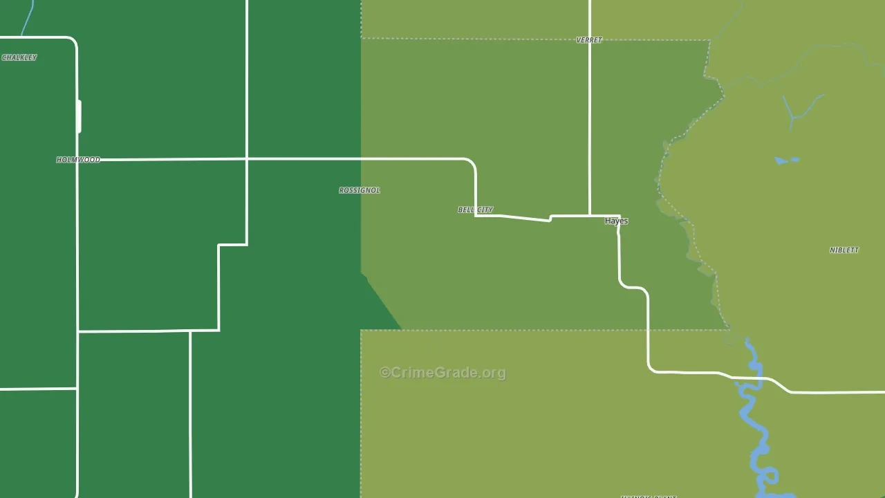 Bell City, LA Map of Drug-Related Crime Rates