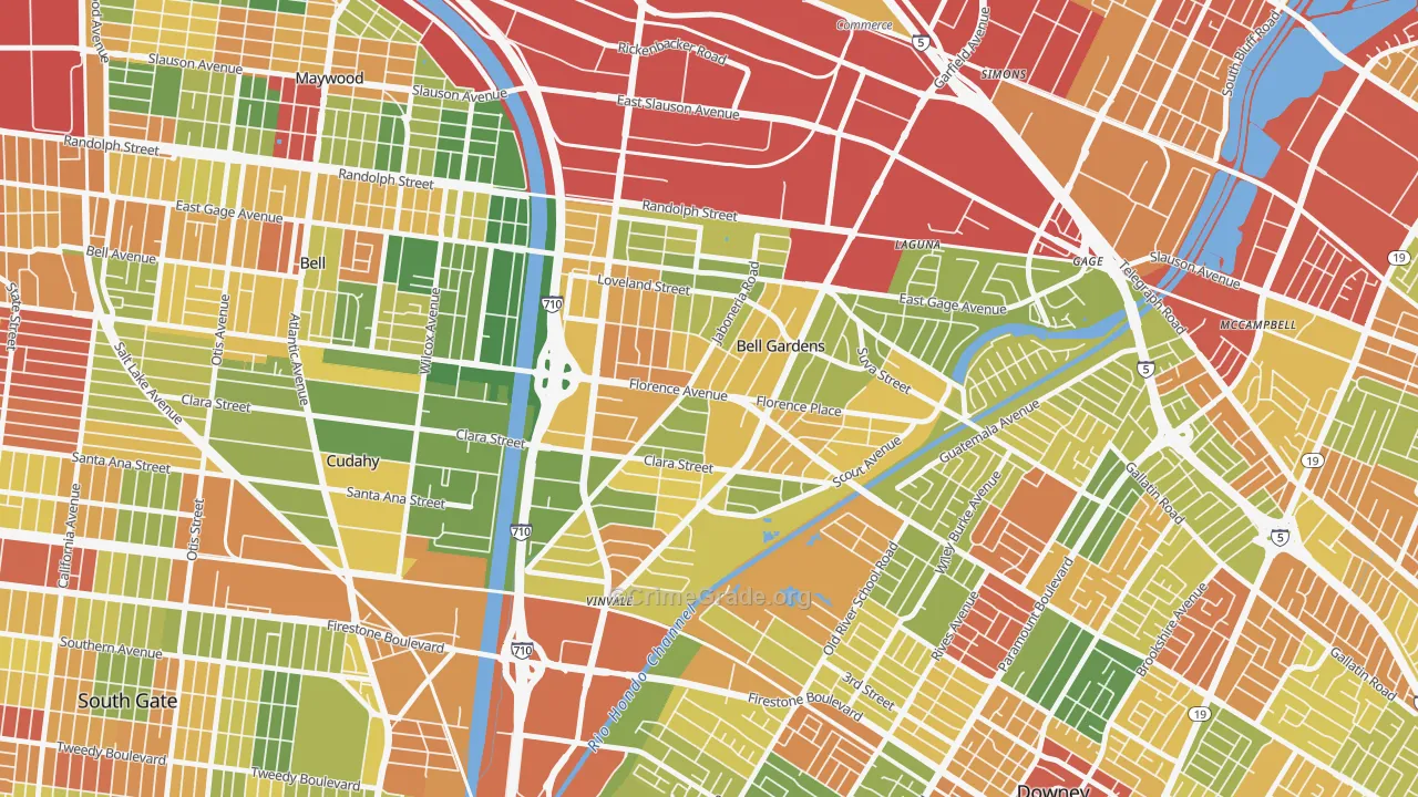 Bell Gardens, CA Map of Drug-Related Crime Rates