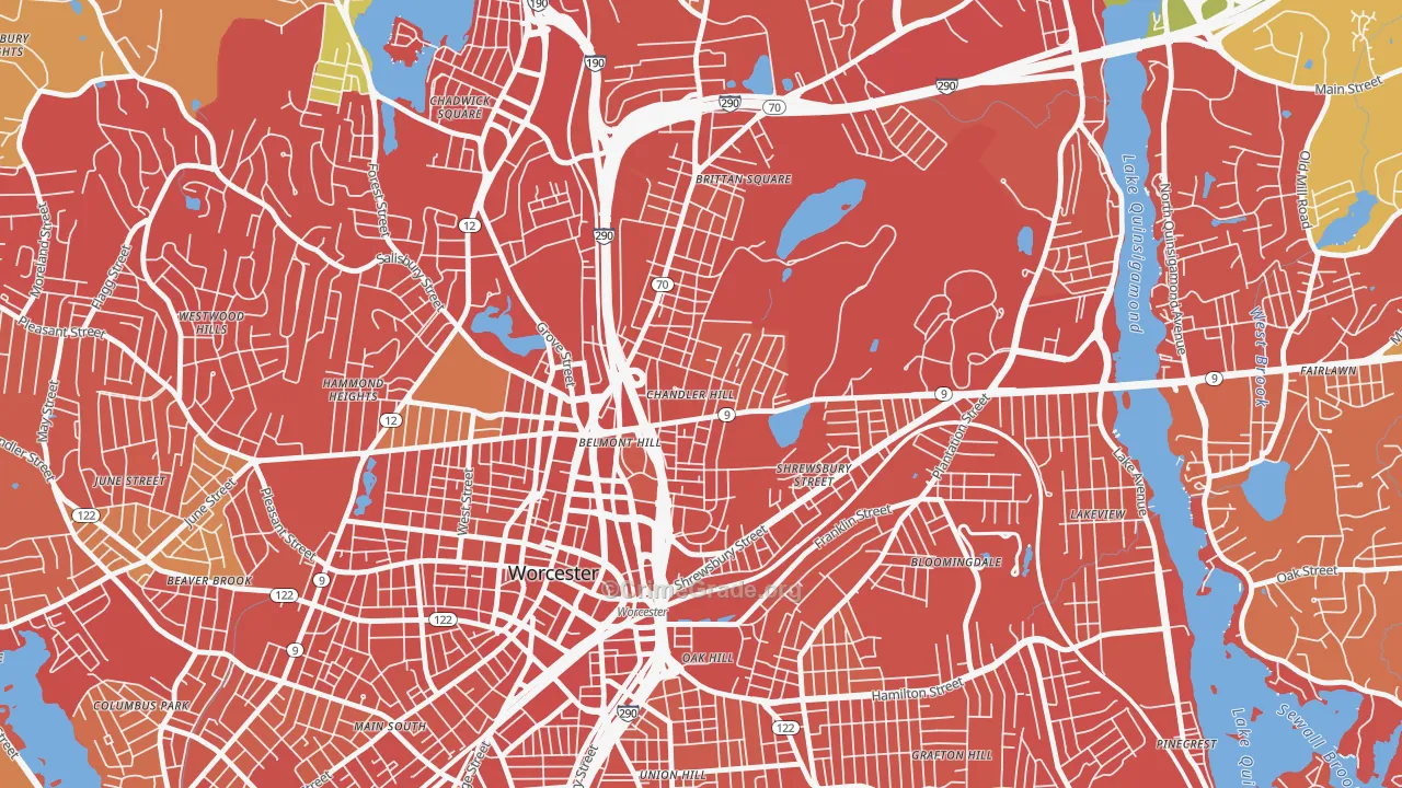 Bell Hill, Worcester, MA Map of Drug-Related Crime Rates