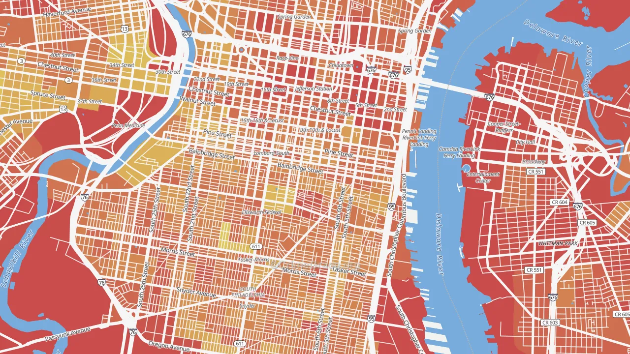 Bella Vista, Philadelphia, PA Map of Drug-Related Crime Rates