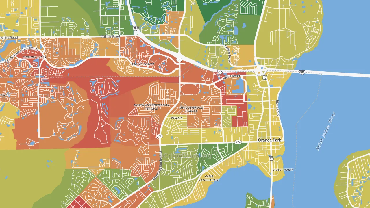 Bellair-Meadowbrook Terrace, FL Map of Drug-Related Crime Rates