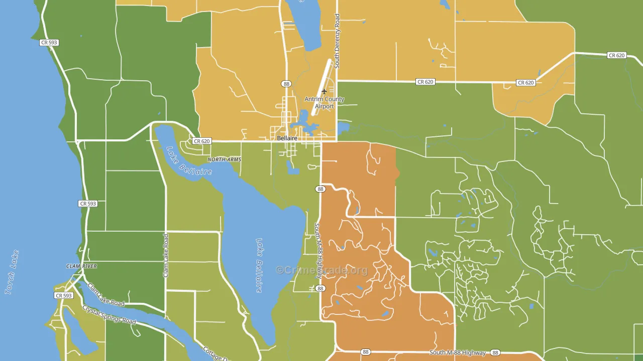 Bellaire, MI Map of Drug-Related Crime Rates