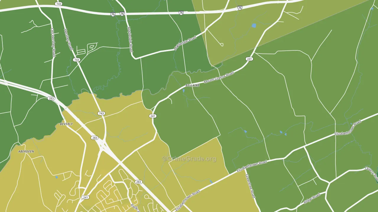 Bellaire, PA Map of Drug-Related Crime Rates