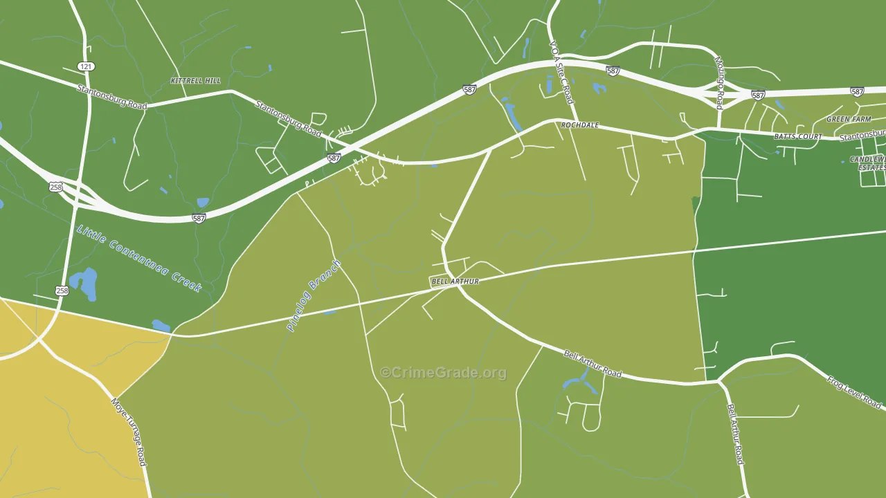 Bellarthur, NC Map of Drug-Related Crime Rates