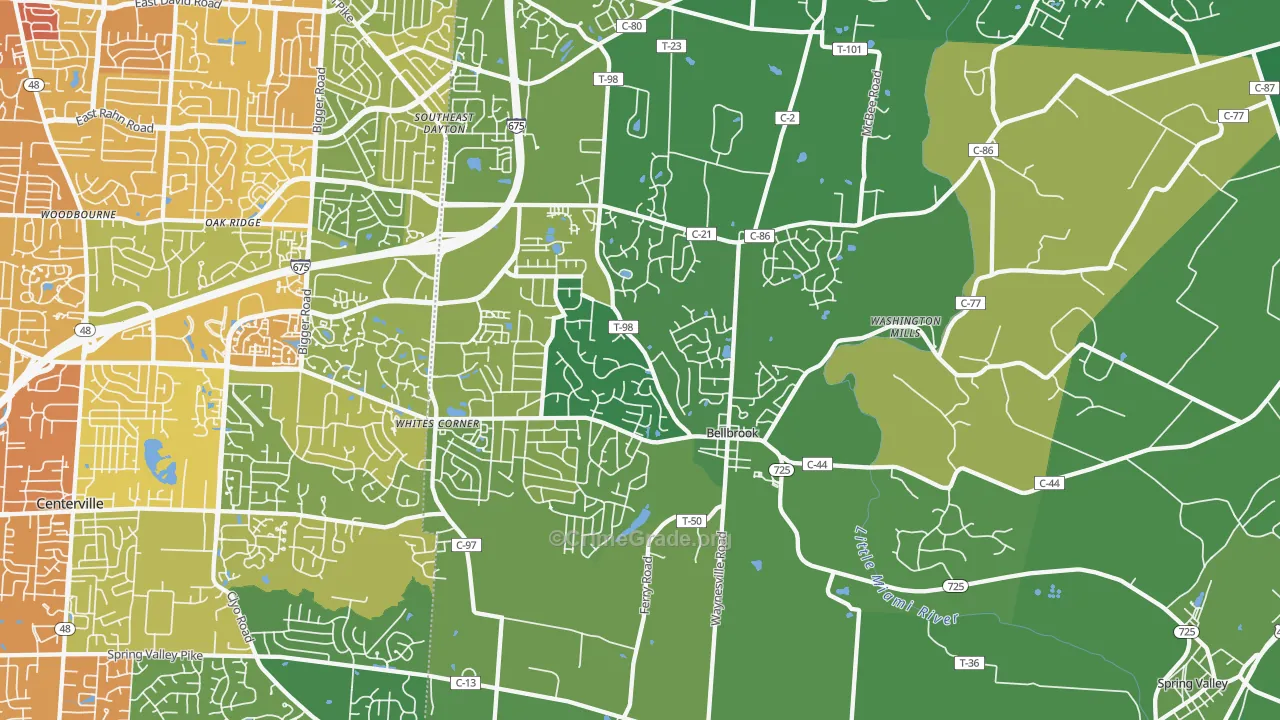 Bellbrook, OH Map of Drug-Related Crime Rates