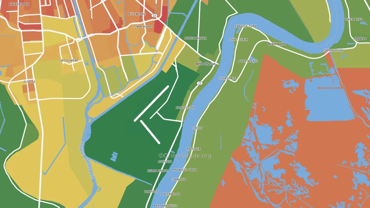 Belle Chasse, LA Map of Drug-Related Crime Rates