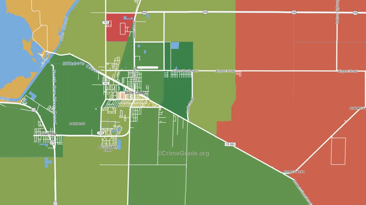 Belle Glade Camp, FL Map of Drug-Related Crime Rates