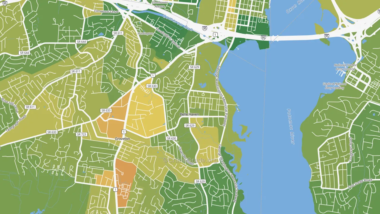 Belle Haven, Belle View, VA Map of Drug-Related Crime Rates