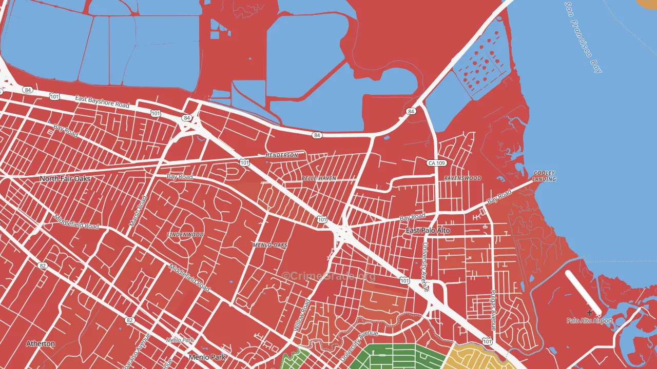 Belle Haven, Menlo Park, CA Map of Drug-Related Crime Rates
