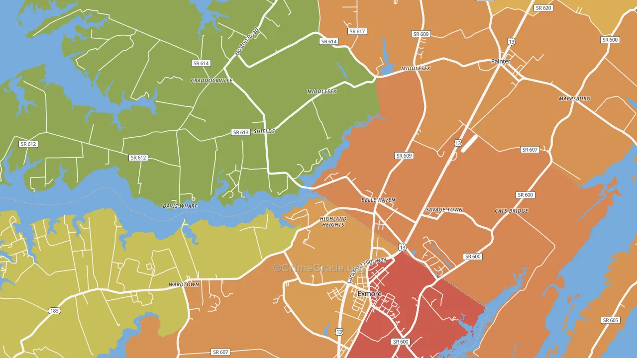 Belle Haven, VA Map of Drug-Related Crime Rates