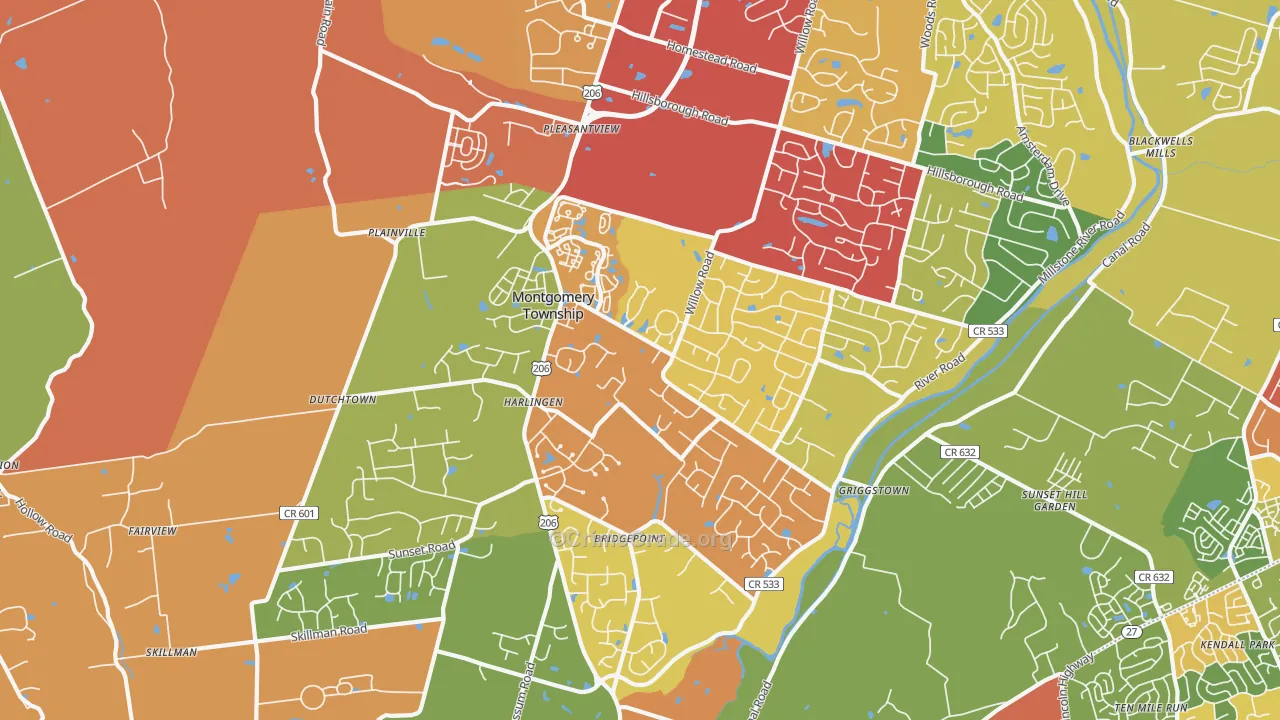 Belle Mead, NJ Map of Drug-Related Crime Rates