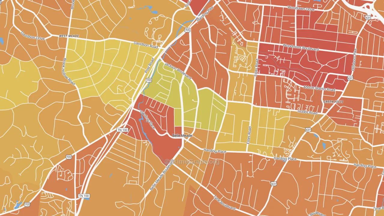 Belle Meade, TN Map of Drug-Related Crime Rates