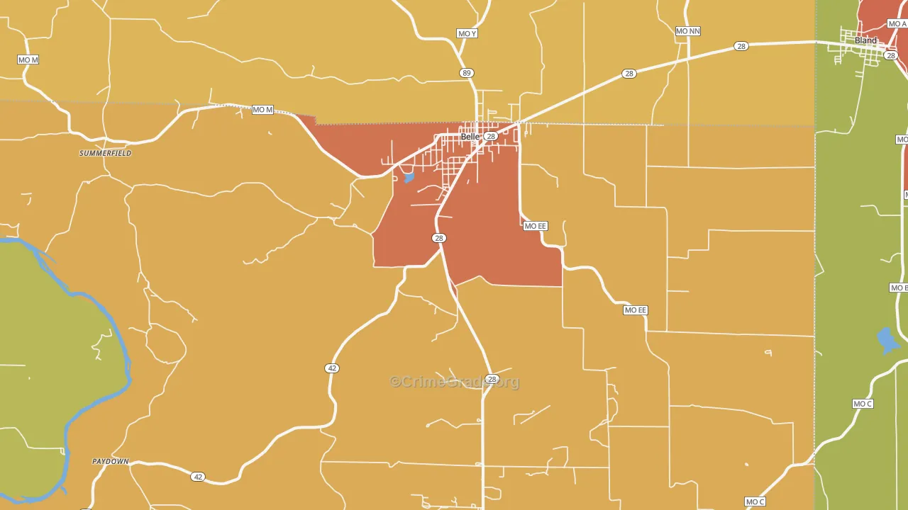 Belle, MO Map of Drug-Related Crime Rates