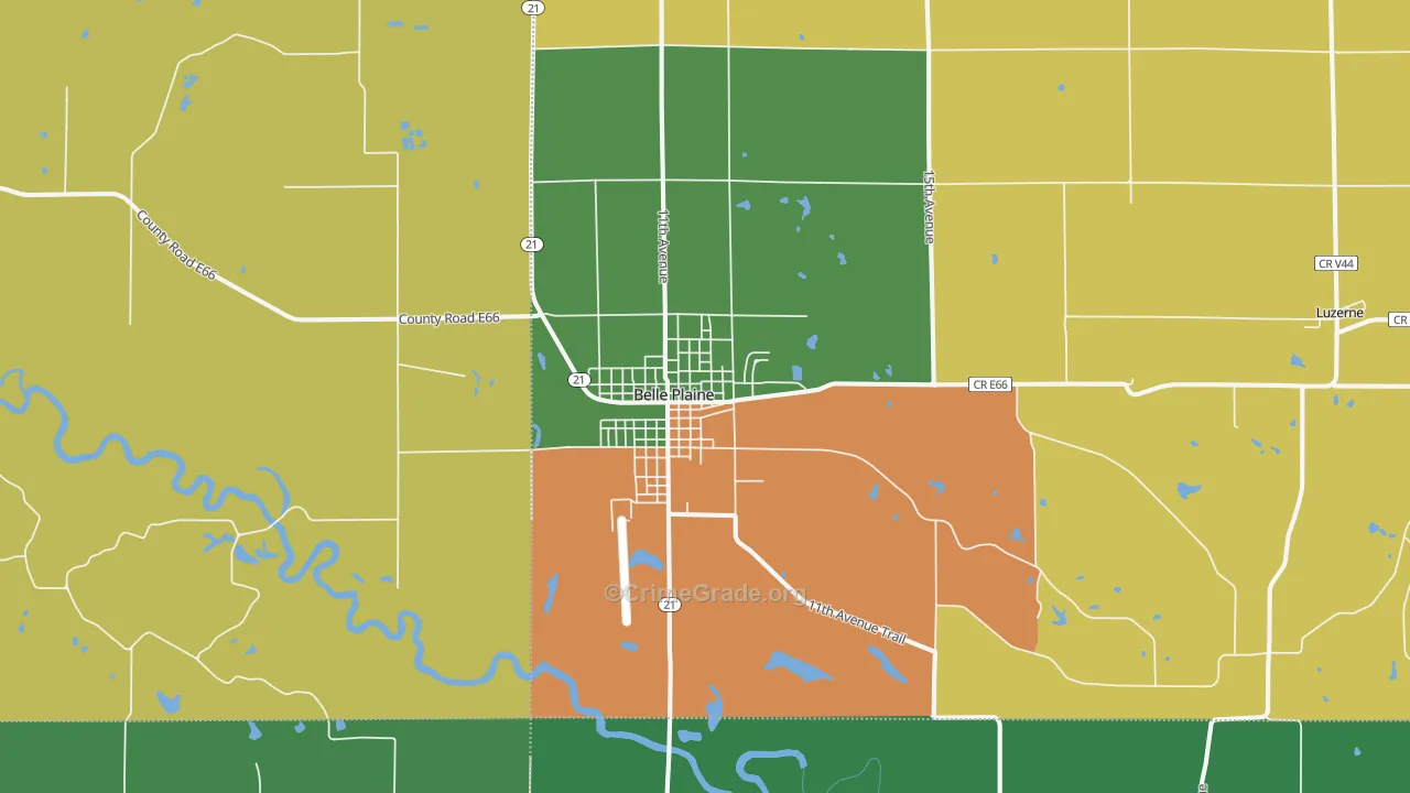 Belle Plaine, IA Map of Drug-Related Crime Rates