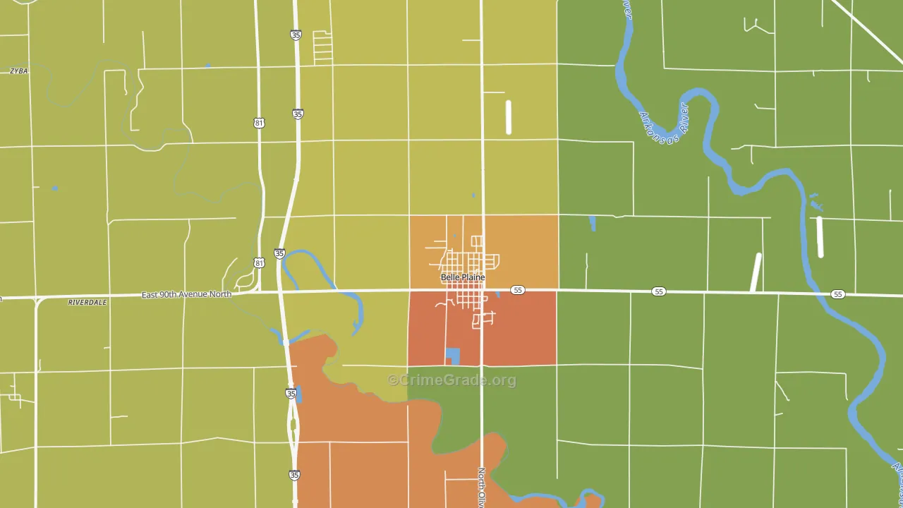 Belle Plaine, KS Map of Drug-Related Crime Rates