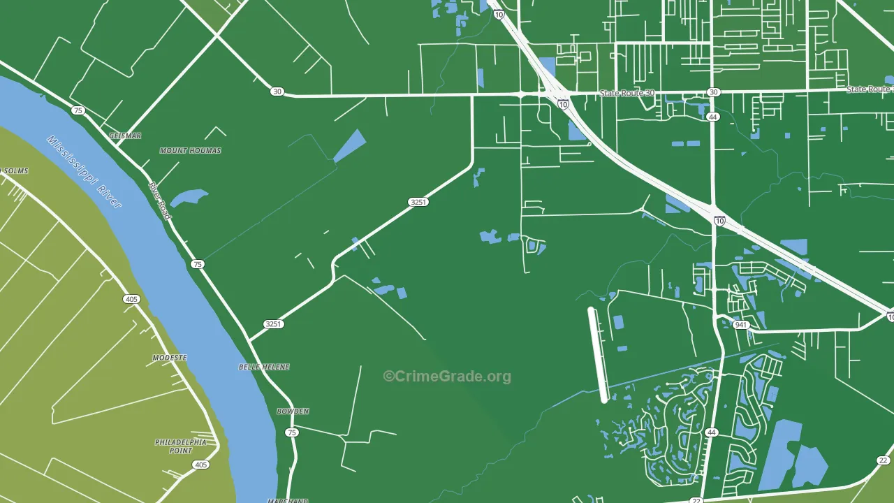 Belle Terre, LA Map of Drug-Related Crime Rates