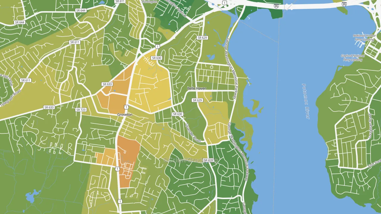 Belle View, VA Map of Drug-Related Crime Rates