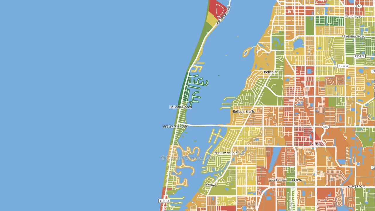 Belleair Beach, FL Map of Drug-Related Crime Rates