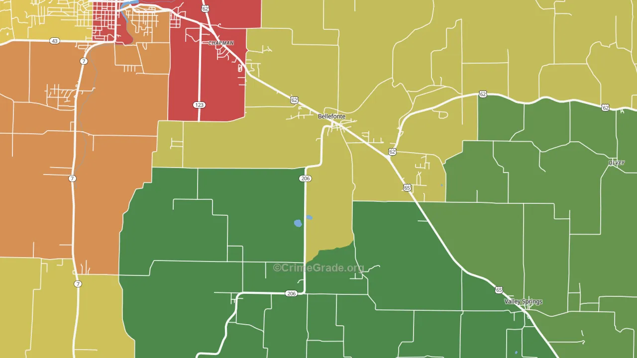 Bellefonte, AR Map of Drug-Related Crime Rates