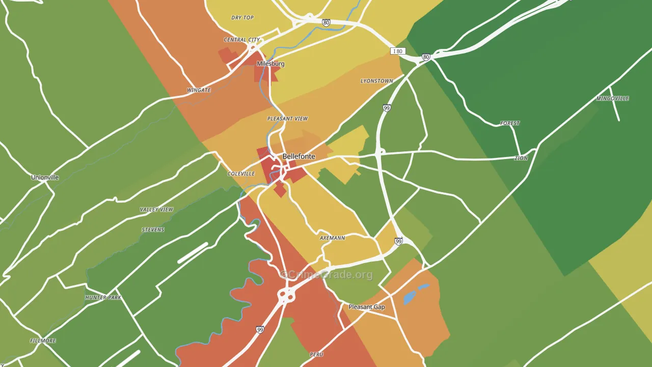 Bellefonte, PA Map of Drug-Related Crime Rates
