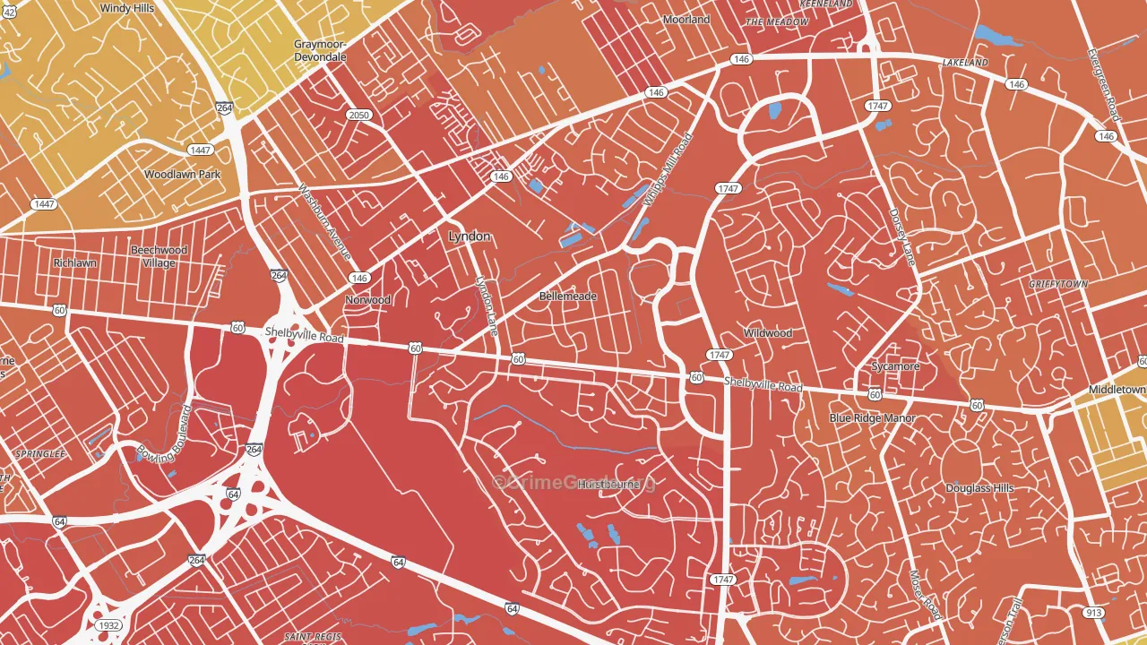 Bellemeade, KY Map of Drug-Related Crime Rates