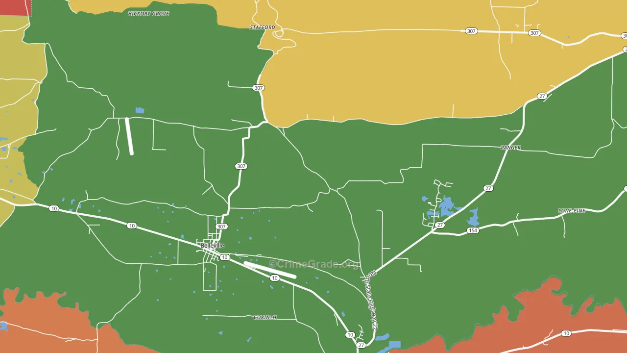 Belleville, AR Map of Drug-Related Crime Rates