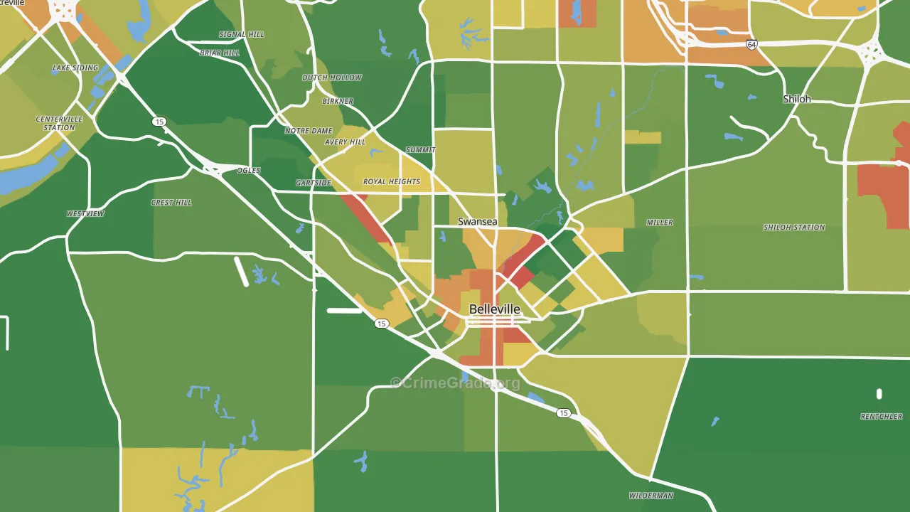 Belleville, IL Map of Drug-Related Crime Rates