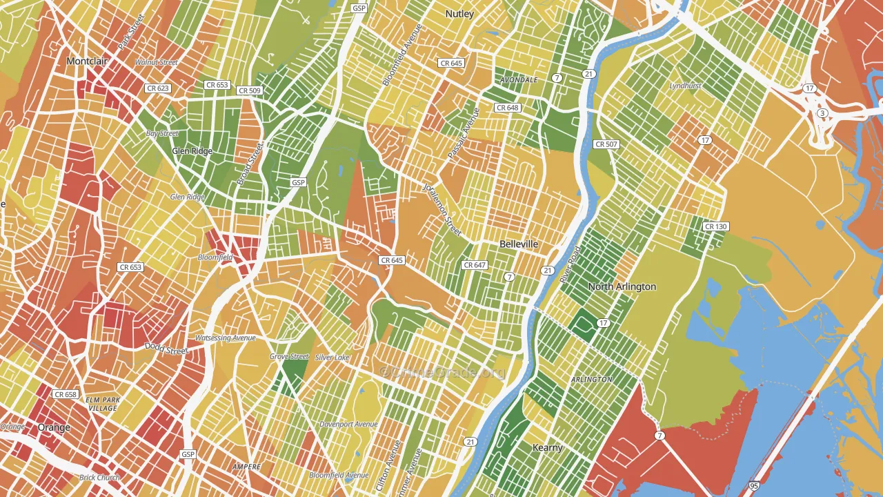 Belleville, NJ Map of Drug-Related Crime Rates