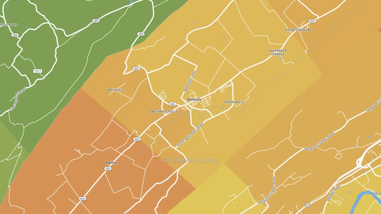 Belleville, PA Map of Drug-Related Crime Rates