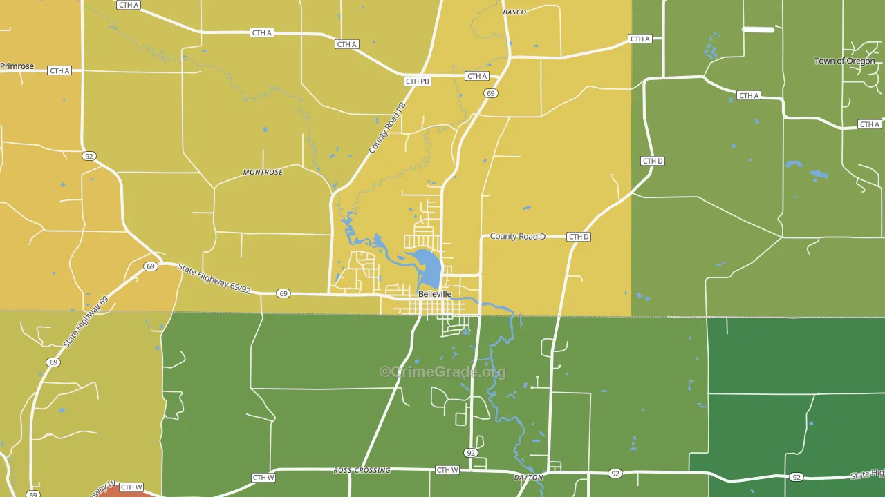 Belleville, WI Map of Drug-Related Crime Rates