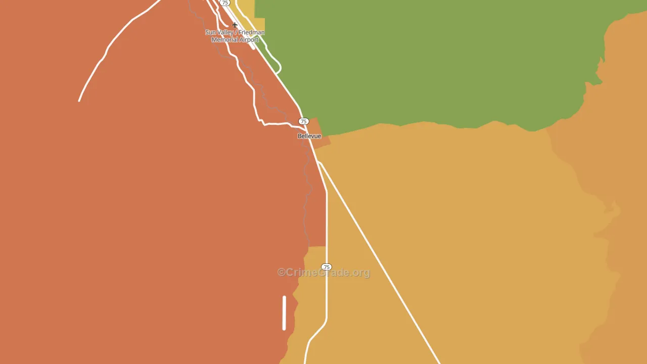 Bellevue, ID Map of Drug-Related Crime Rates