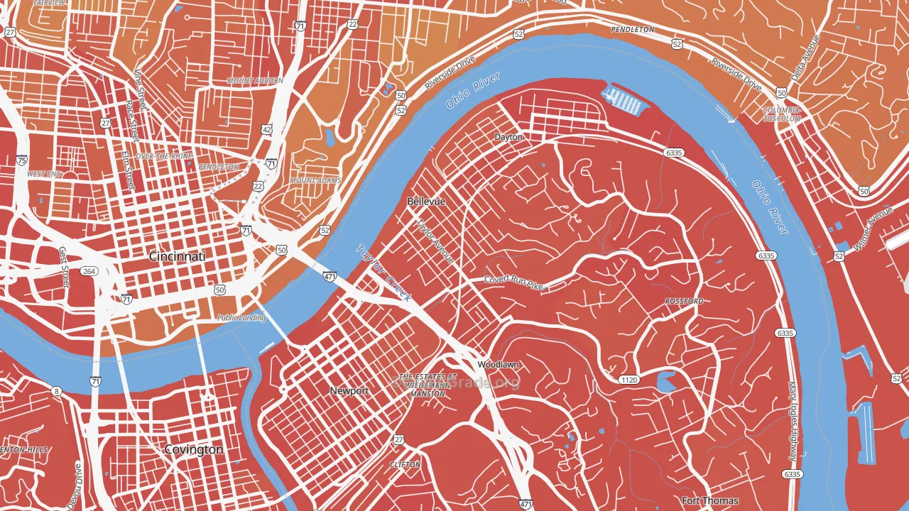 Bellevue, KY Map of Drug-Related Crime Rates